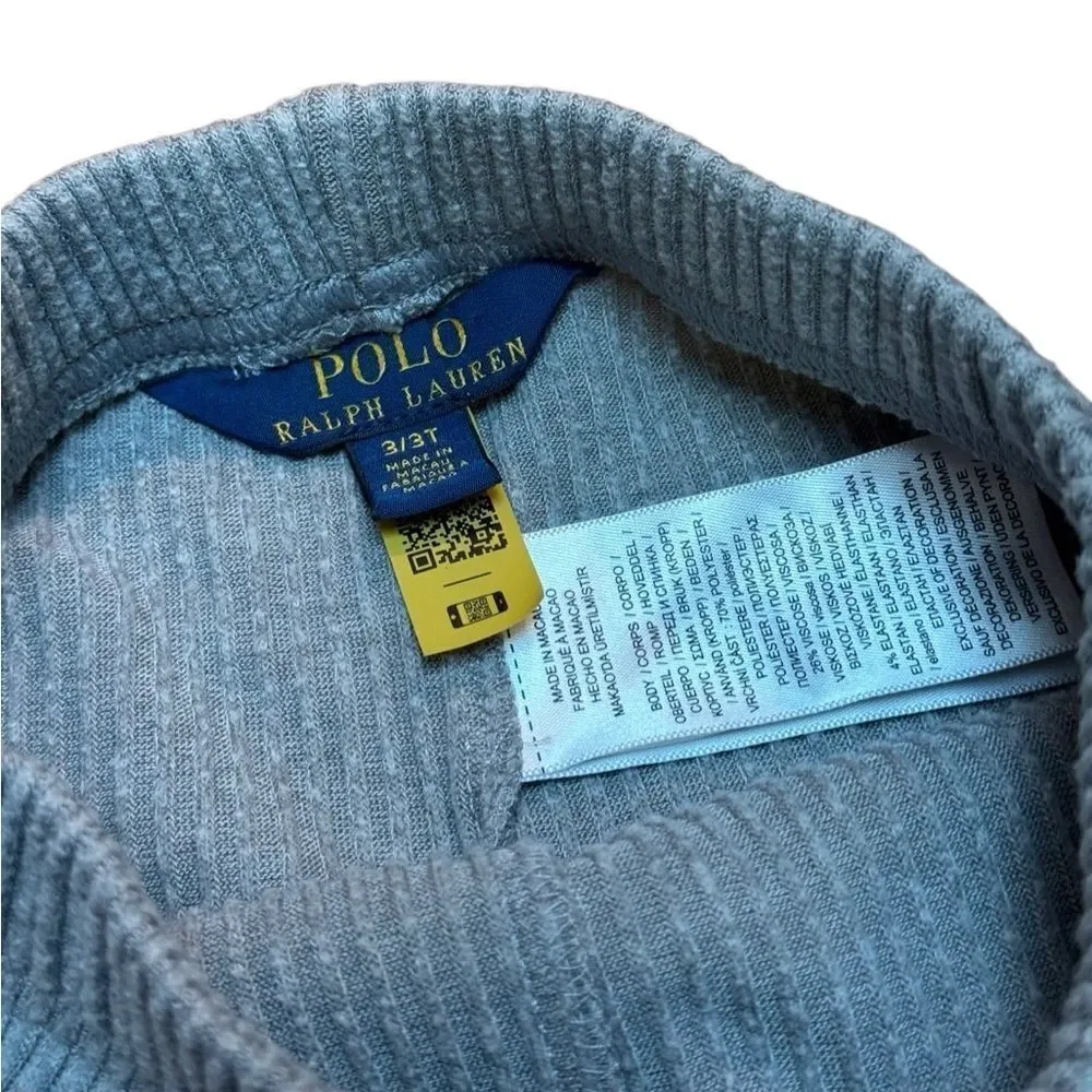 Polo Ralph Lauren Kids Rib-knit Stretch Legging in Grey & Navy Blue Size 3T